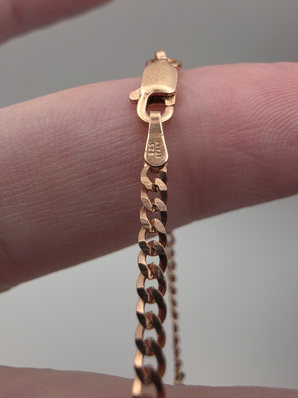 Rose Gold Over S925 Cuban Chain Bracelet - Picture 3 of 3